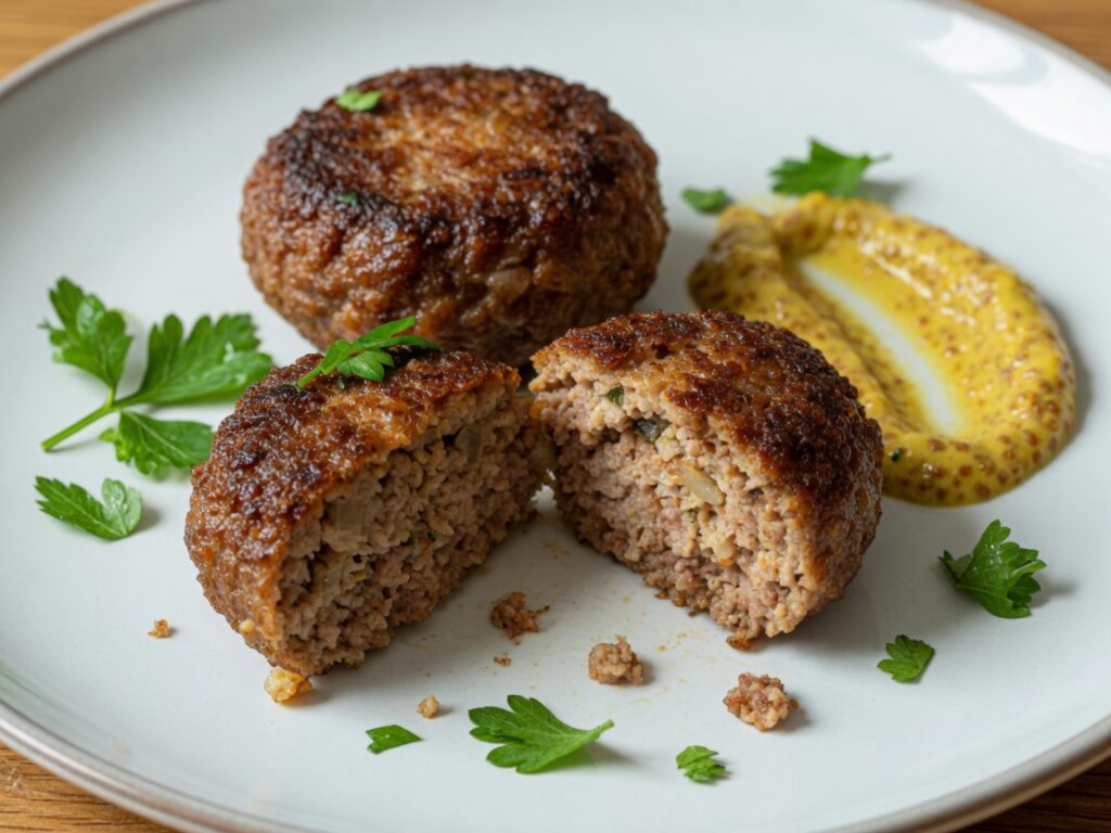 Eingeweichtes Brötchen wird ausgedrückt