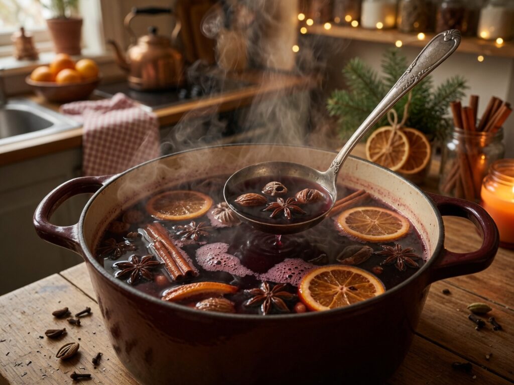 Glühwein zieht bei niedriger Hitze