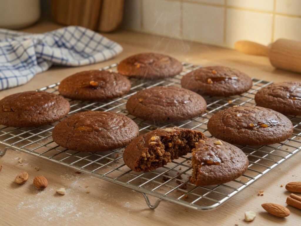 Ausgestochene Lebkuchen auf dem Backblech