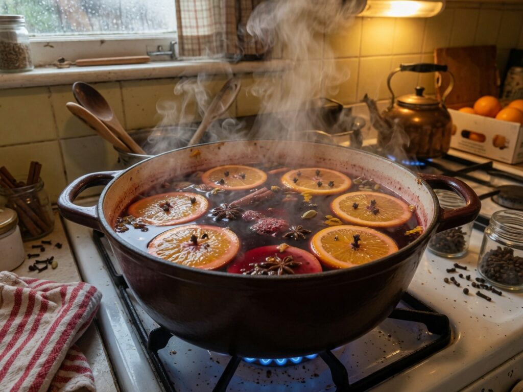 Glühwein wird abgeschmeckt und gesüßt