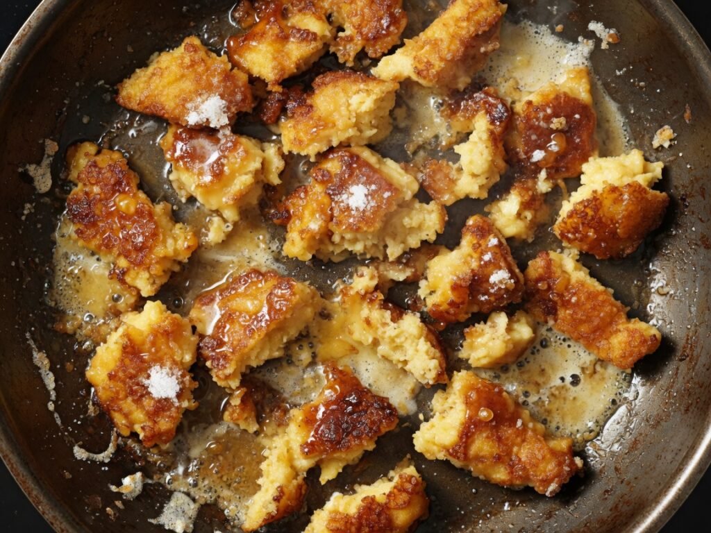 Kaiserschmarrn karamellisiert in Butter und Zucker