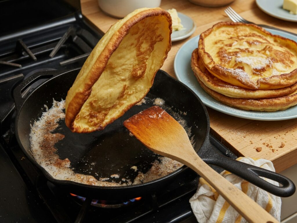 Gerollte Pfannkuchen mit Zucker und Zimt